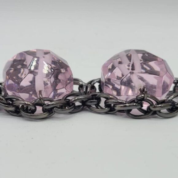 J Crew Oversize Pink/Purple Glass Chunky Bracelet - Picture 11 of 12